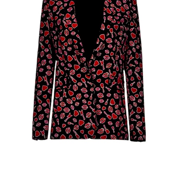 Liu Jo Jackets & Coats Red/Black Print Blazer - Made In Italy Size S - - Picture 3 of 7